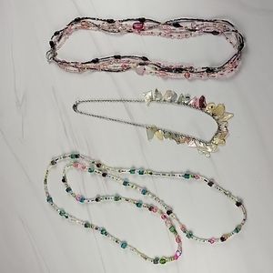 Set of three hand beaded necklaces